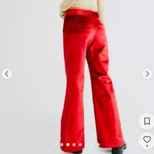 FREE PEOPLE VELVET RED FLARE PANTS
